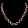 Image 1 : 36.8 ctw Garnet & Diamond Micro Pave Halo Necklace 10k Rose Gold - REF-592G9W