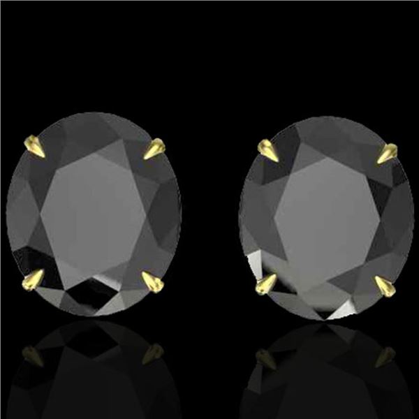 18 ctw Black Diamond Designer Stud Earrings 18k Yellow Gold - REF-381W8H