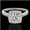Image 1 : 1.37 ctw Certified Diamond Solitaire Halo Ring 10k White Gold - REF-197X8A