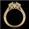 Image 3 : 1.81 ctw Fancy Black Diamond Art Deco 3 Stone Ring 18k Yellow Gold - REF-180F2M