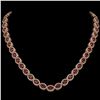 Image 1 : 32.82 ctw Garnet & Diamond Micro Pave Halo Necklace 10k Rose Gold - REF-600W2H
