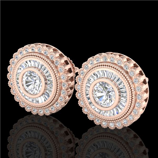 2.61 ctw VS/SI Diamond Solitaire Art Deco Stud Earrings 18k Rose Gold - REF-381W8H