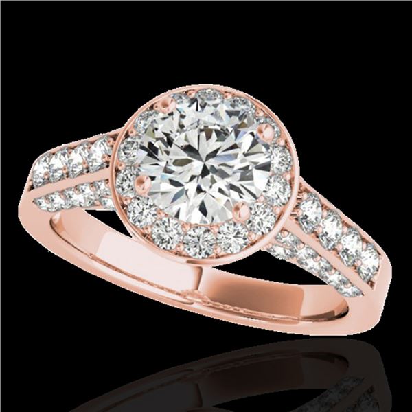 1.8 ctw Certified Diamond Solitaire Halo Ring 10k Rose Gold - REF-218K2Y