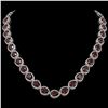 Image 1 : 36.8 ctw Garnet & Diamond Micro Pave Halo Necklace 10k White Gold - REF-592F9M