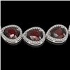 Image 3 : 36.8 ctw Garnet & Diamond Micro Pave Halo Necklace 10k White Gold - REF-592F9M