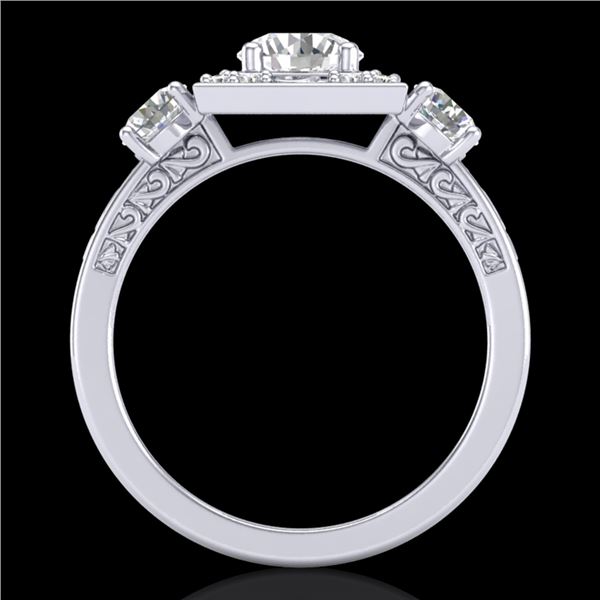 1.55 ctw VS/SI Diamond Solitaire Art Deco 3 Stone Ring 18k White Gold - REF-263W6H