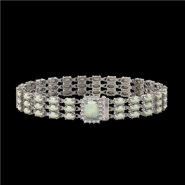 20.23 ctw Opal & Diamond Bracelet 14K White Gold - REF-318Y2X