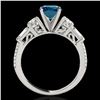 Image 2 : 2.5 ctw SI Certified Fancy Blue Diamond Pave Solitaire Ring 10k White Gold - REF-245H5R