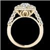 Image 2 : 2.05 ctw Certified Diamond Solitaire Halo Ring 10k Yellow Gold - REF-204X5A