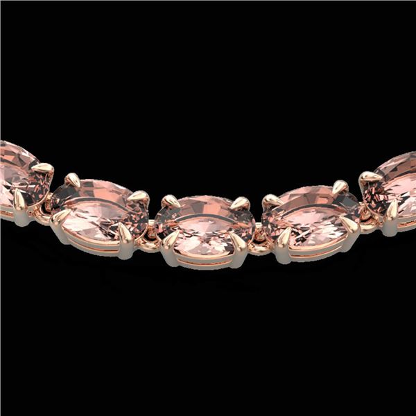 28 ctw Morganite Eternity Tennis Necklace 14k Rose Gold - REF-326H9R