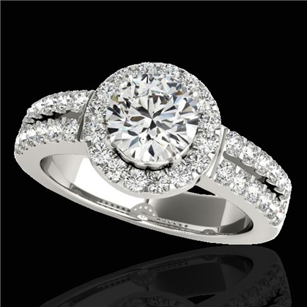 1.5 ctw Certified Diamond Solitaire Halo Ring 10k White Gold - REF-218R2K