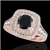 Image 1 : 2 ctw Certified VS Black Diamond Solitaire Halo Ring 10k Rose Gold - REF-94Y3X