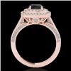 Image 2 : 2 ctw Certified VS Black Diamond Solitaire Halo Ring 10k Rose Gold - REF-94Y3X