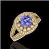 Image 1 : 2.74 ctw Certified Tanzanite & Diamond Victorian Ring 14K Yellow Gold - REF-101R8K