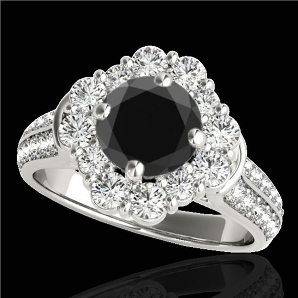 2.16 ctw Certified VS Black Diamond Solitaire Halo Ring 10k White Gold - REF-84G3W
