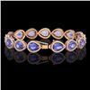 Image 2 : 21.06 ctw Tanzanite & Diamond Micro Pave Halo Bracelet 10k Rose Gold - REF-532N4F