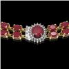 Image 3 : 43.13 ctw Ruby & Diamond Necklace 14K Yellow Gold - REF-527X3A