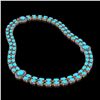 Image 2 : 29.16 ctw Turquoise & Diamond Necklace 14K Rose Gold - REF-454F5M