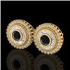Image 1 : 2.61 ctw Fancy Black Diamond Art Deco Stud Earrings 18k Yellow Gold - REF-236W4H