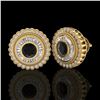 Image 2 : 2.61 ctw Fancy Black Diamond Art Deco Stud Earrings 18k Yellow Gold - REF-236W4H