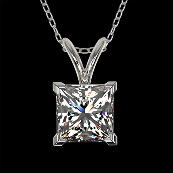 1 ctw Certified VS/SI Quality Princess Diamond Necklace 10k White Gold - REF-239A3N