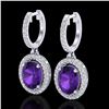 Image 1 : 3.50 ctw Amethyst & Micro Pave VS/SI Diamond Earrings 18k White Gold - REF-99W8H