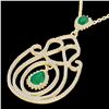 Image 2 : 3.20 ctw Emerald & Micro Pave Diamond Heart Necklace 14k Yellow Gold - REF-212W8H