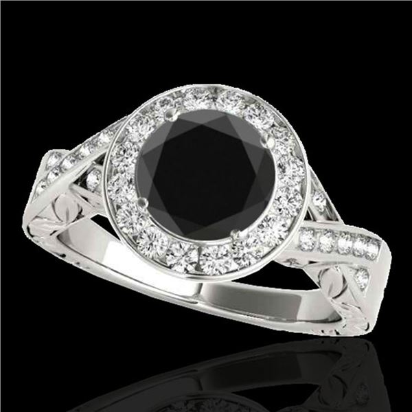 1.75 ctw Certified VS Black Diamond Solitaire Halo Ring 10k White Gold - REF-61X4A