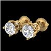 Image 1 : 1.26 ctw VS/SI Diamond Solitaire Art Deco Stud Earrings 18k Yellow Gold - REF-209G3W