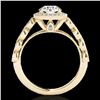 Image 2 : 1.93 ctw Certified Diamond Solitaire Halo Ring 10k Yellow Gold - REF-381F8M