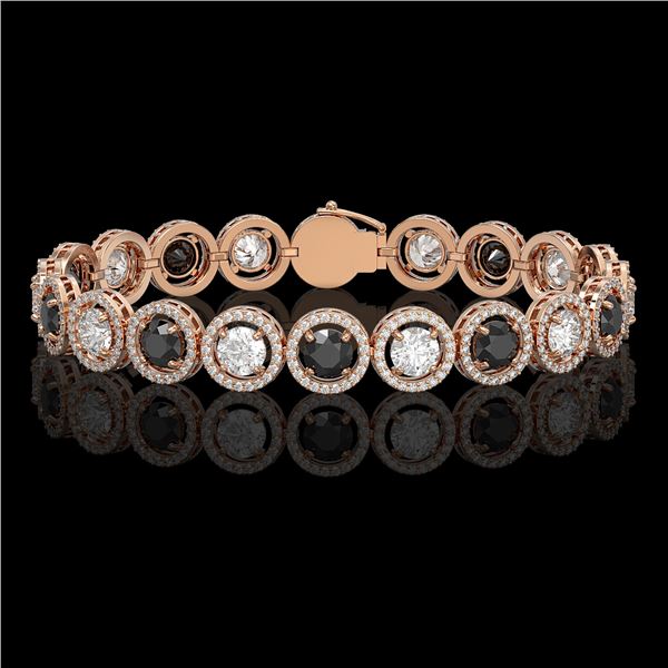 13.96 ctw Black & Diamond Micro Pave Bracelet 18K Rose Gold - REF-1071N3F