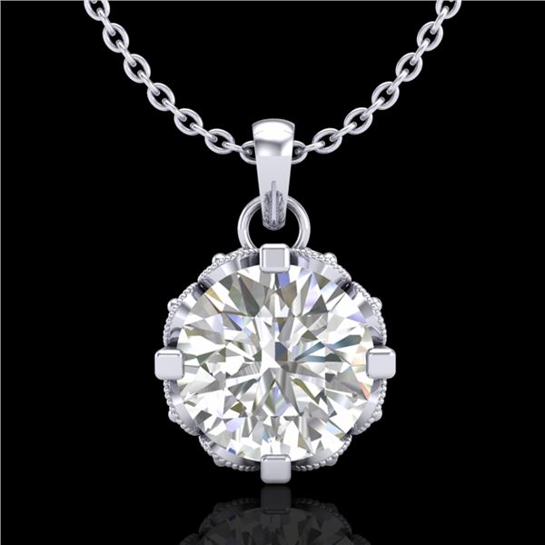 1.14 ctw VS/SI Diamond Solitaire Art Deco Stud Necklace 18k White Gold - REF-205A5N