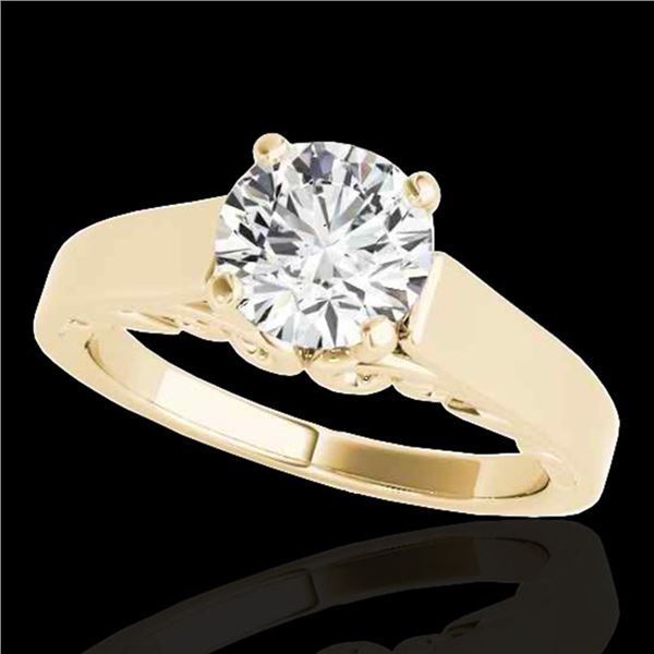 1 ctw Certified Diamond Solitaire Ring 10k Yellow Gold - REF-170F5M