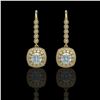 Image 1 : 4.5 ctw Aquamarine & Diamond Victorian Earrings 14K Yellow Gold - REF-172N8F
