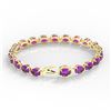 Image 3 : 29 ctw Amethyst & VS/SI Diamond Micro Pave Bracelet 14k Yellow Gold - REF-117K3Y