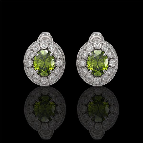 8.04 ctw Tourmaline & Diamond Victorian Earrings 14K White Gold - REF-223N6F