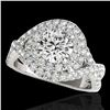 Image 1 : 2 ctw Certified Diamond Solitaire Halo Ring 10k White Gold - REF-259M3G