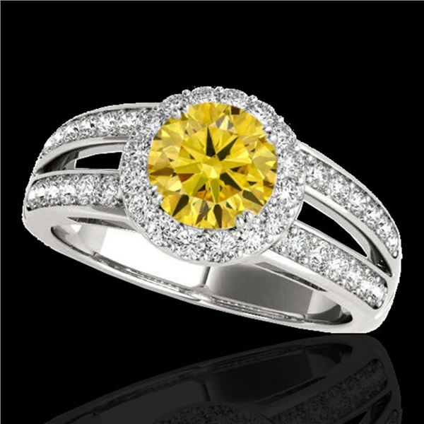 1.6 ctw Certified SI/I Fancy Intense Yellow Diamond Ring 10k White Gold - REF-214X3A