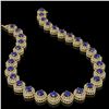 Image 2 : 82.17 ctw Sapphire & Diamond Victorian Necklace 14K Yellow Gold - REF-1800A2N