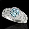 Image 1 : 1.5 ctw SI Certified Fancy Blue Diamond Solitaire Halo Ring 10k White Gold - REF-135M2G