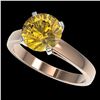 Image 1 : 2.50 ctw Certified Intense Yellow Diamond Solitaire Ring 10k Rose Gold - REF-564X5A