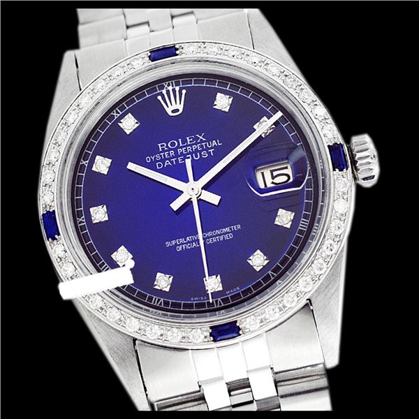 Rolex Ladies Stainless Steel, Diam Dial & Diam/Sapphire Bezel, Sapphire Crystal