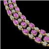 Image 3 : 30.83 ctw Amethyst & Diamond Necklace 10K Yellow Gold - REF-427Y3X