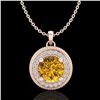 Image 1 : 1.25 ctw Intense Fancy Yellow Diamond Art Deco Necklace 18k Rose Gold - REF-132Y8X