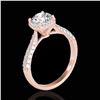 Image 2 : 1.50 ctw Certified Diamond Solitaire Halo Ring 10k Rose Gold - REF-204H5R