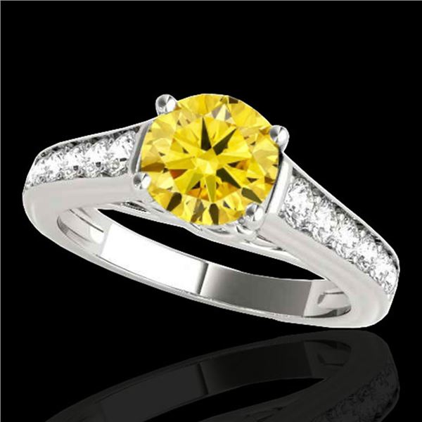 1.5 ctw Certified SI/I Fancy Intense Yellow Diamond Ring 10k White Gold - REF-204W5H