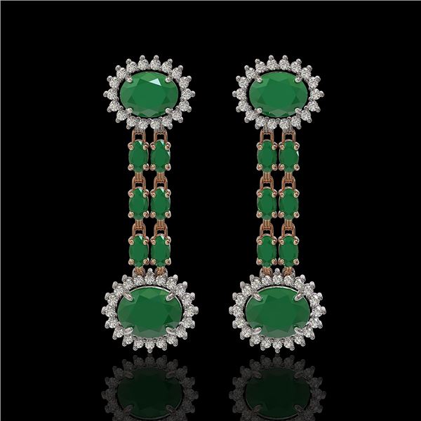 10.23 ctw Emerald & Diamond Earrings 14K Rose Gold - REF-227K3Y