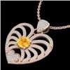 Image 2 : 3 ctw Citrine With Micro Pave Diamond Heart Necklace 14k Rose Gold - REF-127W3H