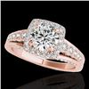 Image 1 : 2 ctw Certified Diamond Solitaire Halo Ring 10k Rose Gold - REF-259A3N