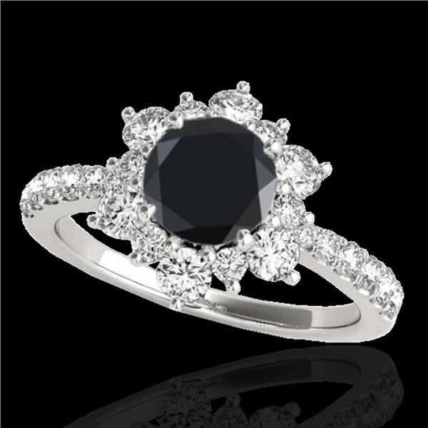 2.19 ctw Certified VS Black Diamond Solitaire Halo Ring 10k White Gold - REF-73X5A